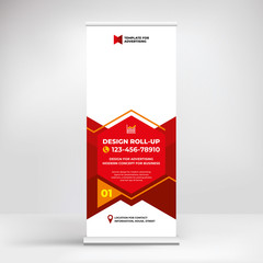 Roll-up banner design, layout for advertising, conferences, seminars, poster template for placing photos and text. Creative background for presentation
