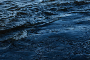 Ocean wavy surface close up. Background shot of aqua sea water surface