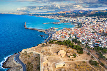 Rethimno city with the fortress of Fortezza, Crete, Greece.
