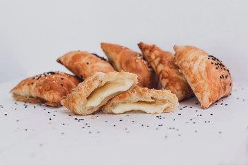 Assorted Uzbek food set, pilaf, samsa, lagman, manta, shurpa Uzbek restaurant concept, Uzbek