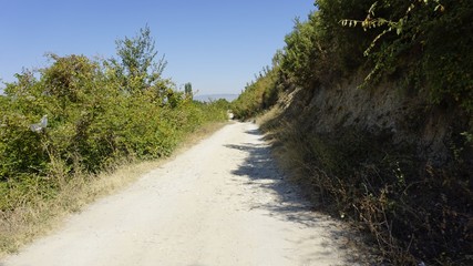 Fototapeta na wymiar dusty road near skopje in northern macedonia