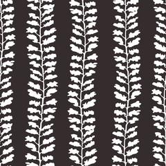 Fototapeta na wymiar Vector seamless background with hand drawn illustration of herbs, or plants on dark field. Can be used for wallpaper, pattern fills, web page, surface textures, textile print, wrapping paper