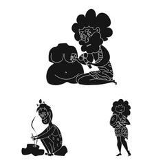 Vector illustration of sapiens and development symbol. Set of sapiens and age stock symbol for web.