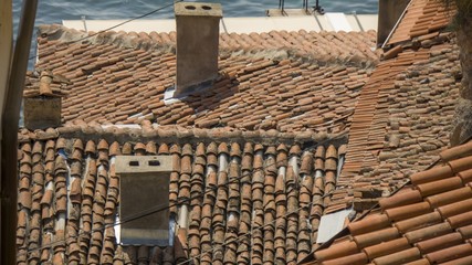 red roof piles of ohrid town in macedonia
