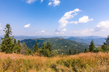Obraz na płótnie Canvas Carpathian Mountains landscape in the autumn season in the sunny day
