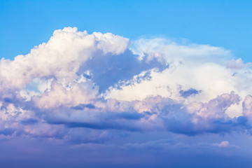 Beautiful dramatic clouds with blue sky background. Nature weather, panoramic cloud and sky background
