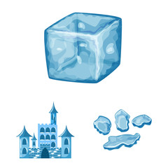 Vector design of frost and water symbol. Collection of frost and wet stock vector illustration.