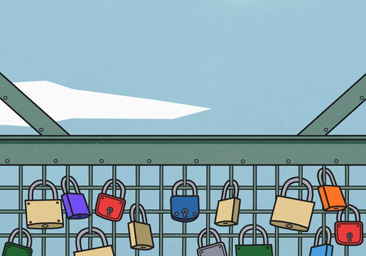 Love locks on bridge