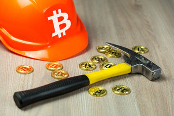 Miner equipment for cryptocurrency Bitcoin mining. Conceptual image.