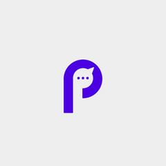 Letter P Chat Logo Template Vector Design