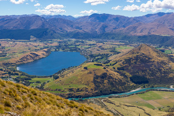 Obraz premium View of lake Hayes from Remarkables, New Zealand