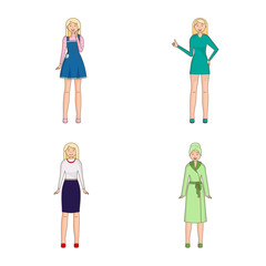 Vector design of woman and body symbol. Set of woman and style vector icon for stock.