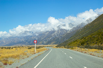 Road at Aoraki National park, New Zealand