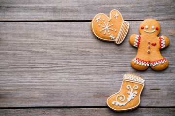 Christmas background with gingerbread cookies