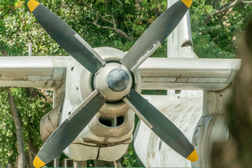 Close - up of the blades of the old aircraft.