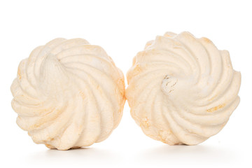 Group of two whole apricot fresh pastel zefir isolated on white background