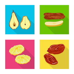 Vector design of fruit and dried logo. Collection of fruit and food vector icon for stock.