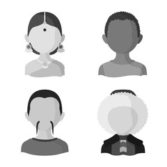Isolated object of person and culture icon. Set of person and race stock vector illustration.