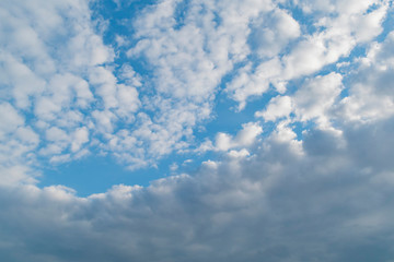 Fototapeta na wymiar View of cloudy sky on a warm September day