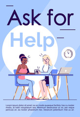 Ask for help brochure template. Doctor consultation. Flyer, booklet, leaflet concept with flat illustrations. Vector page cartoon layout for magazine. Health care motivational poster with text space