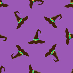 Seamless pattern with witch hats. Halloween background. Vector
