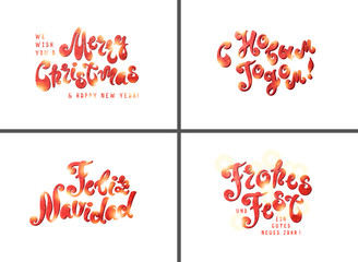 Merry Christmas and Happy New Year on Russian Spanish German Languages