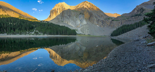 Nature Landscape with View of Glacier Lake (Ibon de Plan) in Pyrenees, Spain
