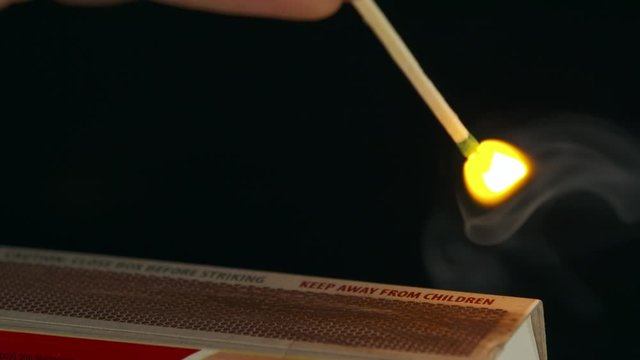 Lighting Match on Matchbox Slow Motion