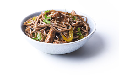 fried pork with soba in asian style