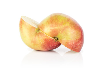 Group of two halves of red apple jonagold isolated on white background