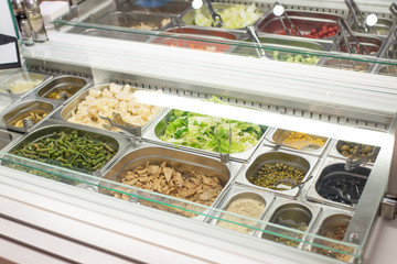 Self-service salad bar in a large store