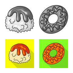Vector illustration of confectionery and culinary symbol. Set of confectionery and product vector icon for stock.