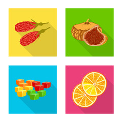 Vector illustration of fruit and dried logo. Set of fruit and food stock symbol for web.