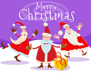 Christmas card design with cartoon Santa Claus
