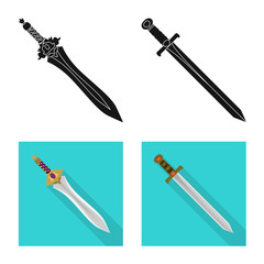 Vector illustration of game and armor icon. Collection of game and blade stock vector illustration.