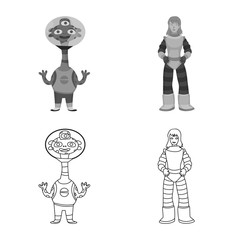 Vector design of astronomy and technology sign. Collection of astronomy and sky stock symbol for web.