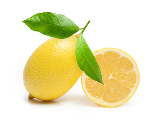 Fresh lemons isolated on a white background 