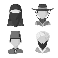 Vector illustration of person and culture icon. Collection of person and race vector icon for stock.