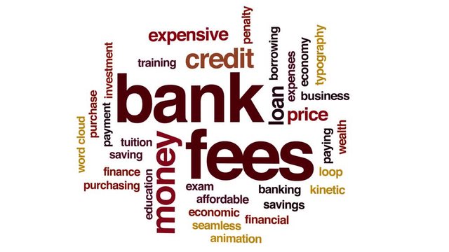 Bank fees animated word cloud. Kinetic typography.