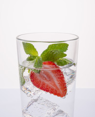 Strawberry lemonade with lemon and mint. Water detox