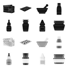 Vector illustration of retail and healthcare sign. Collection of retail and wellness stock vector illustration.