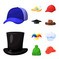 Isolated object of headgear and napper symbol. Set of headgear and helmet vector icon for stock.