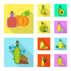 Fototapeta premium Vector illustration of bottle and glass sign. Set of bottle and agriculture stock vector illustration.