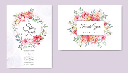 wedding card with beautiful floral template