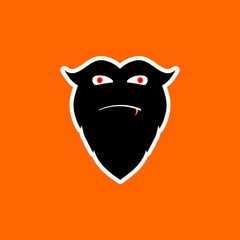 Monster icon, Halloween symbol, flat design template, isolated sticker, vector illustration