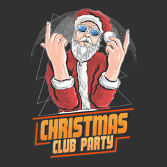 SANTA CLAUS CHRISTMAS NIGHT CLUB DANCE DJ PARTY ARTWORK ELEMENT VECTOR