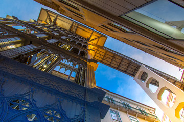 Santa Justa Elevator Entrance located near Rossio Square in Lisbon historic city center