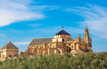 Fototapeta na wymiar Mezquita Cathedral at a bright sunny day in the heart of historic center of Cordoba