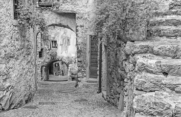 Fototapeta na wymiar Canale di Teno - The ailsle in the little rural mountain village near Lago di Teno lake.