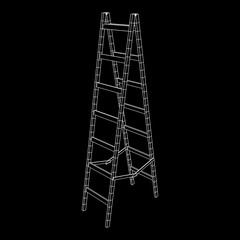 Step ladder. Wireframe low poly mesh vector illustration